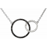 14K White 1/3 CTW Black & White Diamond Circle 18 Necklace - 68806101P photo