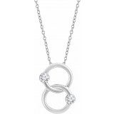 14K White Two-Stone Interlocking Circle 18 Necklace - 65266560001P photo