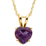 14K Yellow 6x6 mm Heart Amethyst Solitaire 18 Necklace - 6902561149P photo