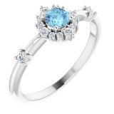 14K White Aquamarine & 1/6 CTW Diamond Ring - 720886011P photo