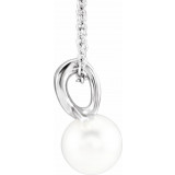 14K White Freshwater Cultured Pearl Bypass 16-18 Necklace - 86747605P photo 2