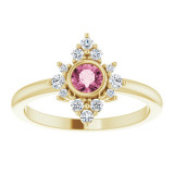 14K Yellow Pink Tourmaline & 1/5 CTW Diamond Ring - 720896036P photo 3