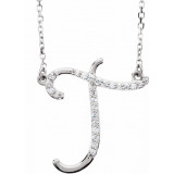 14K White 1/10 CTW Diamond Initial T 16 Necklace - 67399138P photo