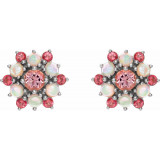 14K White Pink Tourmaline & Ethiopian Opal Cabochon Earrings - 86952600P photo 2