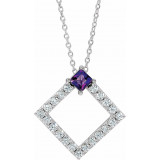 14K White Amethyst & 3/8 CTW Diamond 16-18 Necklace - 868906099P photo