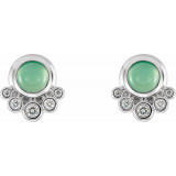 14K White Chrysoprase & 1/8 CTW Diamond Earrings - 86780605P photo 2