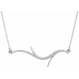 14K White 1/8 CTW Diamond Freeform Bar 18 Necklace - 862926000P photo