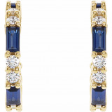 14K Yellow Blue Sapphire & 1/2 CTW Diamond Earrings - 86789606P photo 2