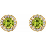 14K Yellow 5 mm Round Peridot & 1/8 CTW Diamond Earrings - 864586026P photo