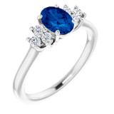 14K White Blue Sapphire  & 1/5 CTW Diamond Ring - 7160470007P photo