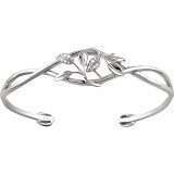 14K White .05 CTW Diamond Leaf Design Cuff Bracelet - 650886101P photo