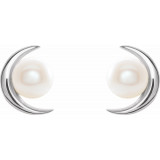 14K White Freshwater Cultured Pearl Earrings - 86805600P photo 2