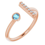 14K Rose Aquamarine & .06 CTW Diamond Bar Ring - 71918602P photo