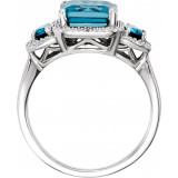 14K White London Blue Topaz & .03 CTW Diamond Ring - 651441100P photo 2