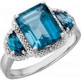 14K White London Blue Topaz & .03 CTW Diamond Ring - 651441100P photo