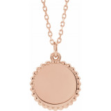 14K Rose Engravable Beaded Disc 16-18 Necklace - 86472113P photo