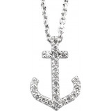 14K White .08 CTW Diamond Anchor 16 Necklace - 66413100001P photo