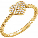 14K Yellow 1/8 CTW Diamond Heart Bead Ring - 122819601P photo