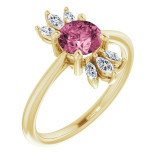 14K Yellow Pink Tourmaline & 1/4 CTW Diamond Ring - 72080661P photo