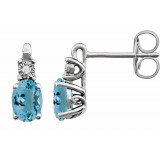 14K White Aquamarine & .02 CTW Diamond Earrings - 651536112P photo