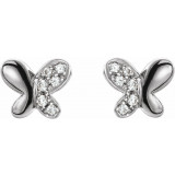 14K White .04 CTW Diamond Butterfly Earrings - 653404601P photo 2