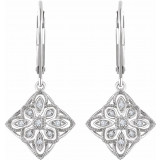14K White 1/10 CTW Diamond Granulated Filigree Earrings - 65261060000P photo 2