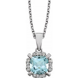 14K White Sky Blue Topaz & .05 CTW Diamond 18 Necklace - 65195360012P photo
