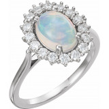 14K White Ethiopian Opal & 1/2 CTW Diamond Ring - 72070625P photo