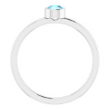 14K White 4 mm Round Aquamarine Ring - 718066030P photo 2