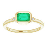 14K Yellow Lab-Grown Emerald & .02 CTW Diamond Ring - 7187960000P photo 3