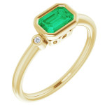 14K Yellow Lab-Grown Emerald & .02 CTW Diamond Ring - 7187960000P photo