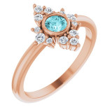 14K Rose Blue Zircon & 1/5 CTW Diamond Ring - 720896048P photo