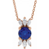 14K Rose Blue Sapphire & 1/5 CTW Diamond 16-18 Necklace - 86961607P photo