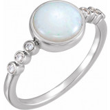 14K White Opal & 1/10 CTW Diamond Ring - 71824600P photo