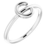 14K White Initial C Ring - 51895113P photo