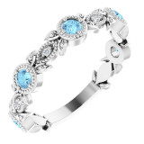 14K White Aquamarine & .03 CTW Diamond Leaf Ring - 71921600P photo