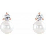 14K Rose Freshwater Cultured Pearl & 1/8 CTW Diamond Earrings - 86719612P photo 2