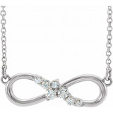 14K White 1/8 CTW Diamond Infinity-Inspired Bar 18 Necklace - 86875615P photo