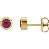 14K Yellow 4 mm Round Genuine Pink Tourmaline Birthstone Earrings - 6108660020P photo