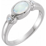 14K White Opal & .03 CTW Diamond Accented Ring - 7113370000P photo