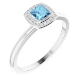 14K White Aquamarine & .05 CTW Diamond Ring - 122745600P photo