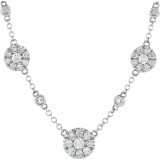 14K White 1/2 CTW Diamond Cluster Station 18 Necklace - 6708860001P photo