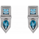 14K White Blue Multi-Gemstone Geometric Bar Drop Earrings - 87039600P photo 2