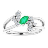 14K White Emerald & 1/8 CTW Diamond Bypass Ring - 72099614P photo 3