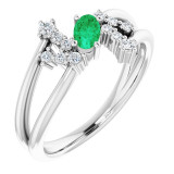 14K White Emerald & 1/8 CTW Diamond Bypass Ring - 72099614P photo