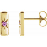 14K Yellow Pink Sapphire Starburst Bar Earrings - 87144607P photo