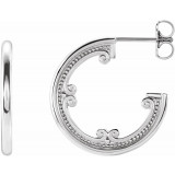 14K White 20 mm Vintage-Inspired Hoop Earrings - 86731600P photo