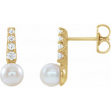 14K Yellow Freshwater Cultured Pearl & 1/6 CTW Diamond Earrings - 86957606P photo