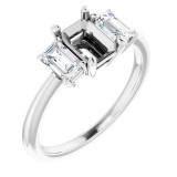 14K White 6x4 mm Emerald Cubic Zirconia & 1 1/5 CTW Diamond Engagement Ring - 12198660020P photo 3