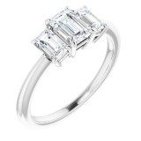 14K White 6x4 mm Emerald Cubic Zirconia & 1 1/5 CTW Diamond Engagement Ring - 12198660020P photo